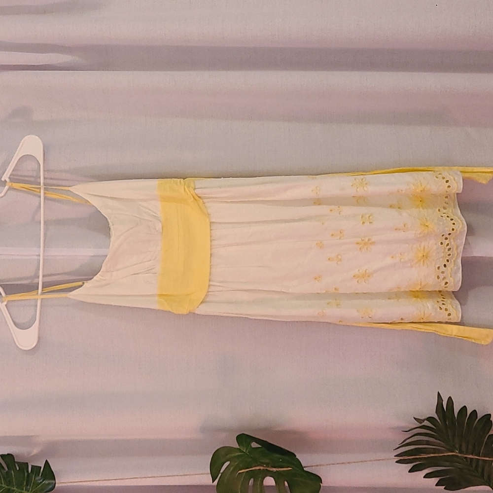 Yellow and white eyelet dress